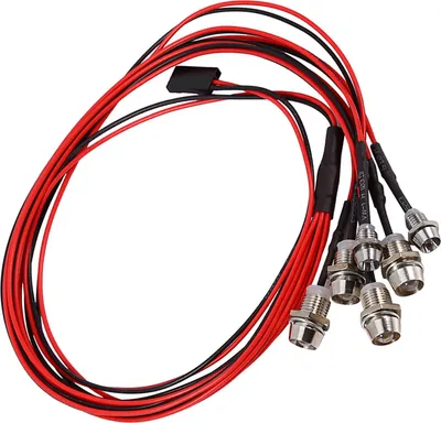 Imagen del producto de Juego de luces LED de 6 unidades, de 3-7V, para faros y luces traseras de vehículos todoterreno a escala 1/10, como coches y camiones de control remoto. Diámetro de los LED: 5 mm / 3 mm