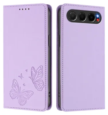 Obrázek produktu pro Kožené pouzdro pro ZTE nubia Air, motýlí ražbou, peněženkové flip pouzdro se stojánkem Světle fialová