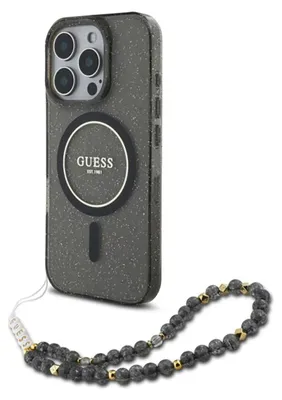 Immagine prodotto di Guess Guhmp16Xhgcrelsk Iphone 16 Pro Max 6.9 Czarny/Nero Custodia rigida Iml Glitter con cinturino perlato Magsafe
