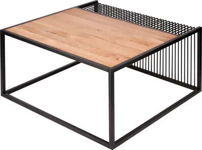 Produktbild von Couchtisch - Eiche natur geölt - Metallgestell - 80 x 80 cm