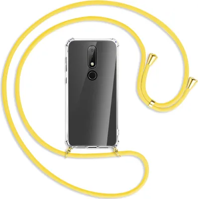 Produktbild von Handykette Backcover-Schutzhülle mit Band (Metall goldfarben) für Nokia 6.1 Plus / X6 - gelb