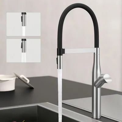 Produktbild von Mai & Mai Wasserhahn Küche, Spültischarmatur Küchenarmatur, Mischbatterie mit Einhebelmischer, 360°Schwenkbar Küchenwasserhahn Silber Turnix-01