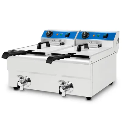 Image de Friteuse VERTES en acier inoxydable, capacité 2 x 13 litres, 50-200°C, 6000W, 230V, principe de zone froide