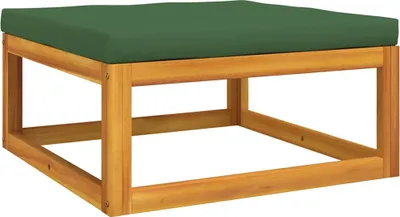 Produktbild von vidaXL Gartenhocker mit Grünem Kissen Massivholz Akazie