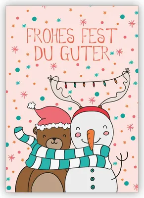 Produktbild von Liebevolle Freundschafts Weihnachtskarte mit Bär und Schneemann: Frohes Fest Du Guter
