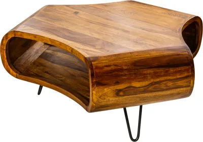 Produktbild von riess-ambiente Retro Couchtisch ORGANIC LIVING 90cm braun Sheesham Massivholz stone finish Stauraum