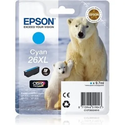 Produktbild von Epson Polar bear Singlepack Cyan 26XL Claria Premium Ink, Cyan, 9,7 ml, 1 Stück(e), 700 Seiten