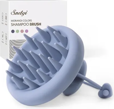 Image de Brosse de massage du cuir chevelu en silicone Brosse à shampooing Exfoliant Massage de la tête Gris Bleu