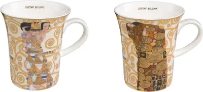 Produktbild von 2er Set Gustav Klimt Becher Die Erwartung + Die Erfüllung 400ml Goebel Porzellan