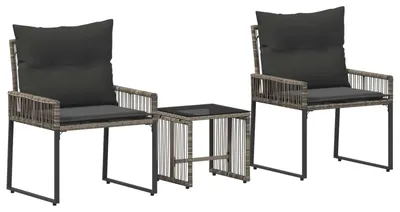 Image de Ensemble de mobilier de jardin vidaXL, 7 pièces, en polyrotin gris et gris foncé