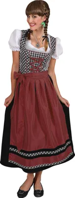 Produktbild von Dirndl lang schwarz-rot-weiß ohne Bluse, Groesse:52