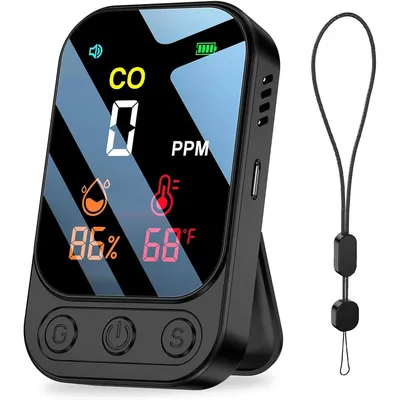 Produktbild von Tragbarer 3-in-1 Kohlenmonoxid Melder, Wiederaufladbarer CO-Detektor, Mit Ton- & Lichtalarm, Ideal für Wohnmobil, Camping oder Hotel