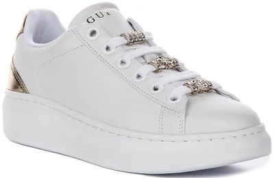 Image de Baskets Guess Fionia Charms en or blanc pour femme – 3 UK - 36 EU - 5,5 US / Or blanc