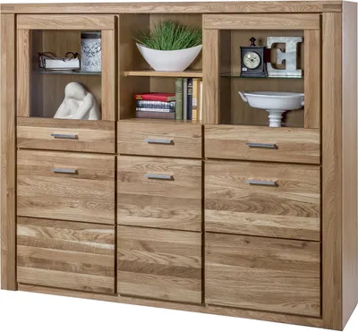Produktbild von Highboard Wildeiche teilmassiv geölt 159 cm - FREYJA - Die Möbelfundgrube