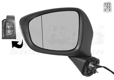 Produktbild von VAN WEZEL 2780807 Außenspiegel Seitenspiegel Links für MAZDA CX-5 (KE, GH) Asphärisch Beheizt Grundiert