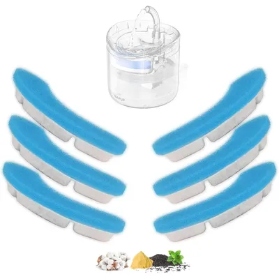 Immagine prodotto di Filtri di ricambio per fontanelle per gatti, confezione da 6, filtri in carbone attivo, colore blu, capacità 1,8 litri