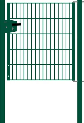 Produktbild von Drahtgittertor 1-flügelig, Durchgangslichte: 95 cm, Gesamtbreite inkl. Pfosten: 107 cm - Ausführung: grün beschichtet, Höhe: 103 cm