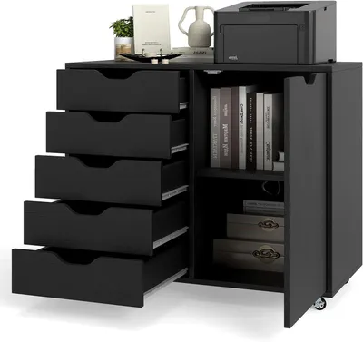 Immagine prodotto di Contenitore mobile con cassetti e ripiano – Blocco cassetti per scrivania – Per l'archiviazione di documenti – Con ruote – 78 x 40 x 65 cm