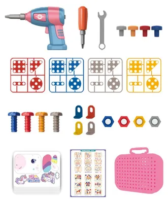 Produktbild von Eddy Toys Konstruktion Spielzeug Design & Drill mit Bohrmaschine Kinder – Steckspiel ab 3 Jahre