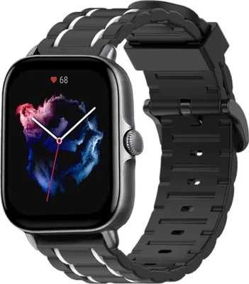 Produktbild von Strap-it Amazfit GTS 3 Sport Schnallenarmband (Schwarz/Weiß)