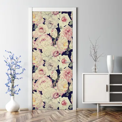 Produktbild von Dekorative Türposter selbstklebend Wandaufkleber Türaufkleber Weiße Rosen Vintage 85 x 200 cm