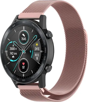 Produktbild von Strap-it Milanese - Kompatibel mit Honor Magic Watch 2 Armband 46mm Ersatzarmband Edelstahl Smartwatch Hochwertiges Material Magnetische verschluss für Armband Rosa