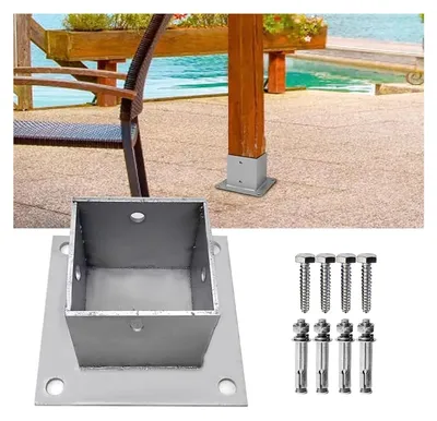 Productafbeelding van Paalvoet Roestvrij Staal - Paalhouder Hekpaal - Terras Stabiliseren - Robuust Verankeringsontwerp - 105x105 Mm - Zilver