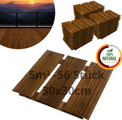 Obrázok produktu pre Floranica drevená terasová dlaždica 56 ks 5 m² 30x30 cm hnedá terasové dlaždice balkón drevené stupačk