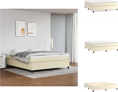 Produktbild von vidaXL Boxspringbett Creme 180x200 cm Kunstleder - Betten & Bettgestelle