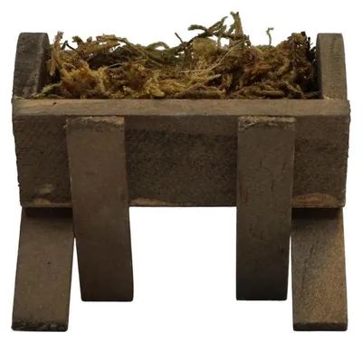 Produktbild von Futterkrippe aus Holz mit Moos, 6 cm - Krippenzubehör für Weihnachten
