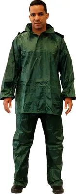 Immagine prodotto di Giacca impermeabile pieghevole e leggera, tuta da lavoro - pantaloni e giacca impermeabili - tuta antipioggia verde, taglia XL