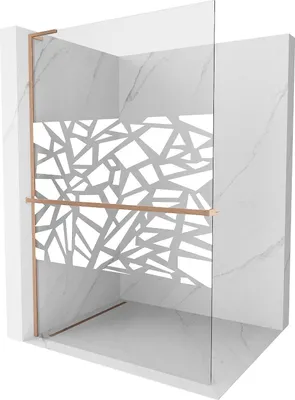 Obrázok produktu pre Mexen Kioto+ L sprchová zástena s poličkou Walk-in 80 x 200 cm, biely vzor, brúsená meď - 800-080-123-65-85