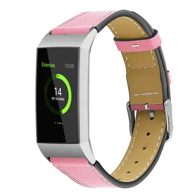 Obrázok produktu pre Fitbit Charge 3 / 4 Leather Italy (Large) remienok, Pink