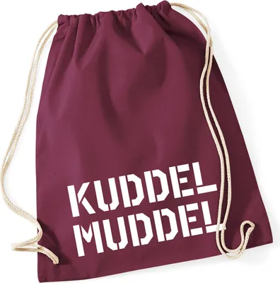 Produktbild von Huuraa Turnbeutel Kuddelmuddel Schriftzug 12 Liter Burgundy Baumwolle Rucksack Geschenkidee