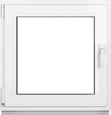 A white framed window on a white background.