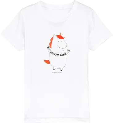 Produktbild von Mr. & Mrs. Panda Kleinkinder T-Shirt Einhorn Dankeschön 12-14 Jahre (152/164) - Weiß - Geschenk, Kinder, Danke, Einhörner, Shirt, Shirts für, Kindershirt, Danksagung