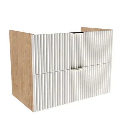 Obrázek produktu pro WENA Skříňka pod umyvadlo 80 cm bez desky, žebrovaná čela, kovové úchytky ve zlaté barvě Willy (barva: Bílá/Ořech)