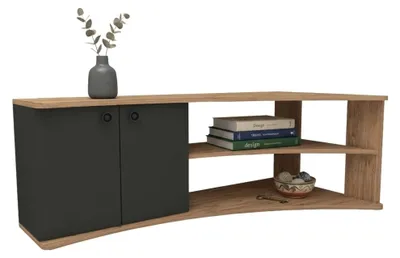 Produktbild von Roisan - Fernsehtisch, 135x68x49h cm Anthrazit Schwarz, 2 Regale