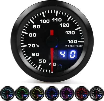 Obrázek produktu pro 2palcový displej teploty vody 40-140 ℃ ukazatel 7 barev LED displej Univerzální pro 12 V automobily