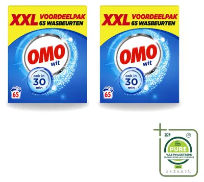 Produktbild von 2 x Omo Vollwaschmittel für Weißes - 5 kg - Großpackung - 2 Stücke