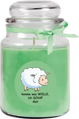 Zdjęcie produktu dla Świeca zapachowa w słoiku "Comic", zapach: kokos (zielony), 500g - czas palenia do 110 godzin