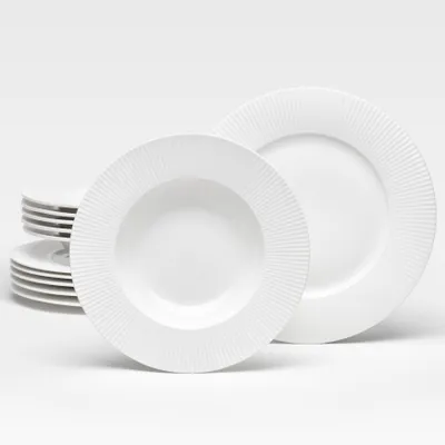 Produktbild von Tafel-Set Prag 12-teilig Porzellan weiß für 6 Personen – 6 tiefe Teller 23,5 cm, 6 flache Teller 27 cm
