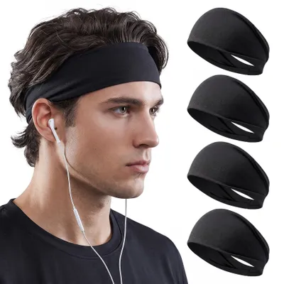 Imagen del producto de Bandas para el pelo deportivas, elásticas, de 4 unidades, antideslizantes y absorbentes de sudor, ideales para fitness