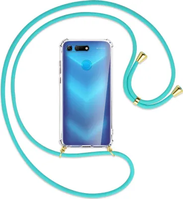 Produktbild von Handykette Backcover-Schutzhülle mit Band (Metall goldfarben) für Honor View 20 / V20 - türkis