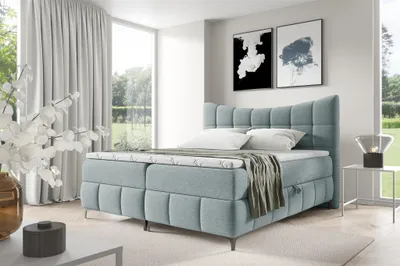 Produktbild von Boxspringbett Schlafzimmerbett CHARLES 160x200cm Stoff Aragon Sky