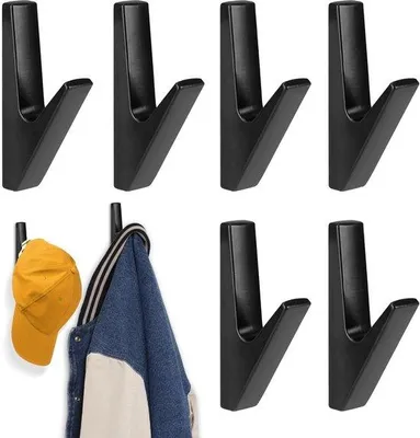 Produktbild von Unyqoos® Set aus 6 stilvollen mattschwarzen Kleiderschrankhaken für verschiedene Räume