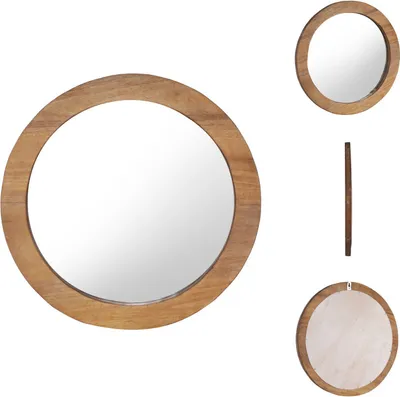 Image de vidaXL Miroir mural 60 cm teck rond - Miroir