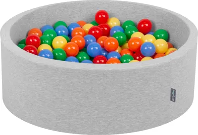 Immagine prodotto di KiddyMoon piscina di palline OK30D, 90x30cm, 300 palline ∅7cm, piscina rotonda con palline colorate per neonati e bambini, grigio chiaro