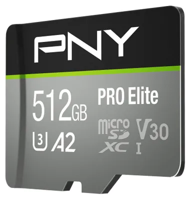 Produktbild von PNY PRO Elite microSDXC 512GB, 512 GB, MicroSDXC, Klasse 10, 100 MB/s, 90 MB/s, Class 3 (U3)