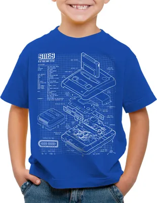 Produktbild von style3 SNES Blaupause Kinder T-Shirt 16-Bit Videospiel